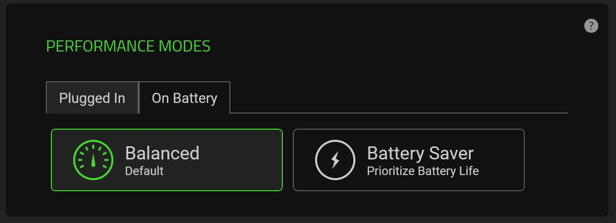 Select the performance under PERFORMANCE MODES section