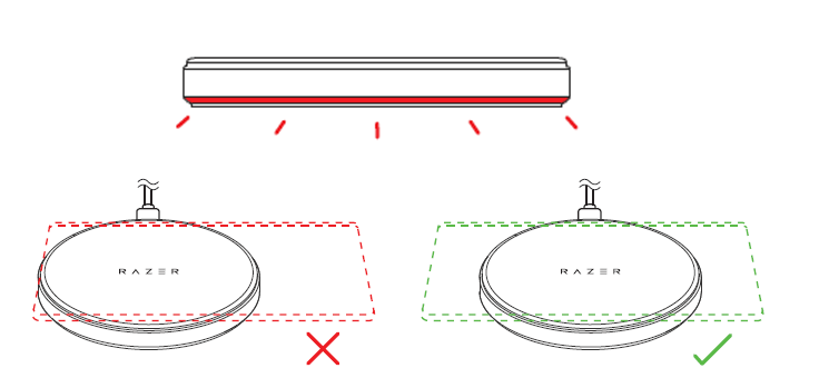 Illustration comparing the lighting on the 2 charging pad chroma