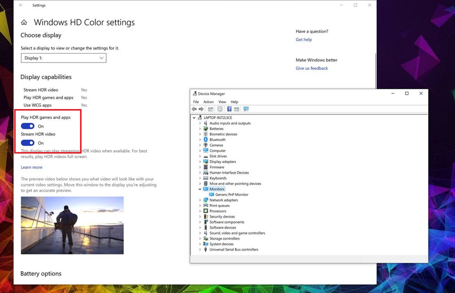 How to turn on the HDR on the Razer Blade