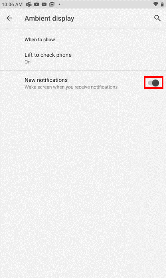 Tap the toggle switch under Ney notifications