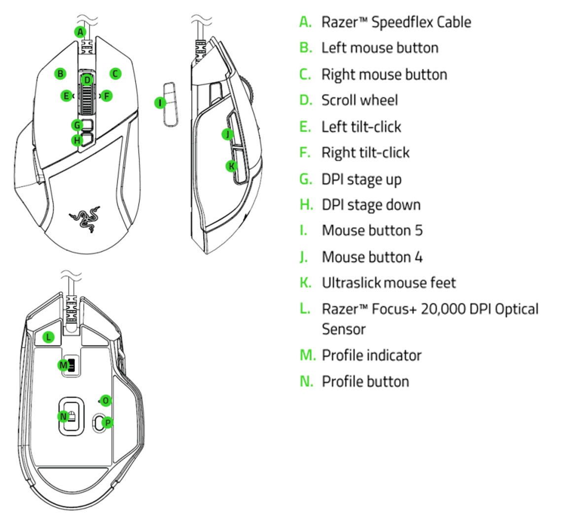Razer Basilisk V2 RZ0303400 Support