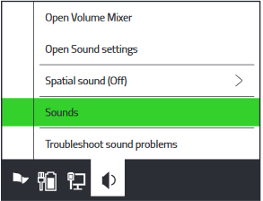 Select Sounds from the system tray