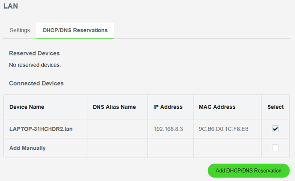 List of devices under Connected Devices on the Razer Sila UI