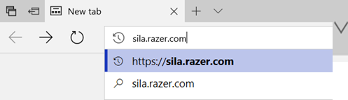 Razer Sila Web URL in the address bar