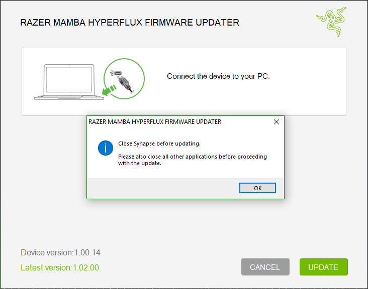 Close  Razer Synapse