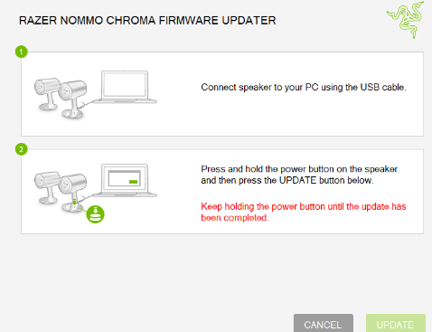 Connect device to PC on-screen instruction on the updater