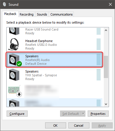 Accessing Sound Control Panel