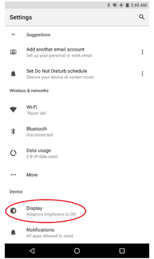 Razer Phone display settings