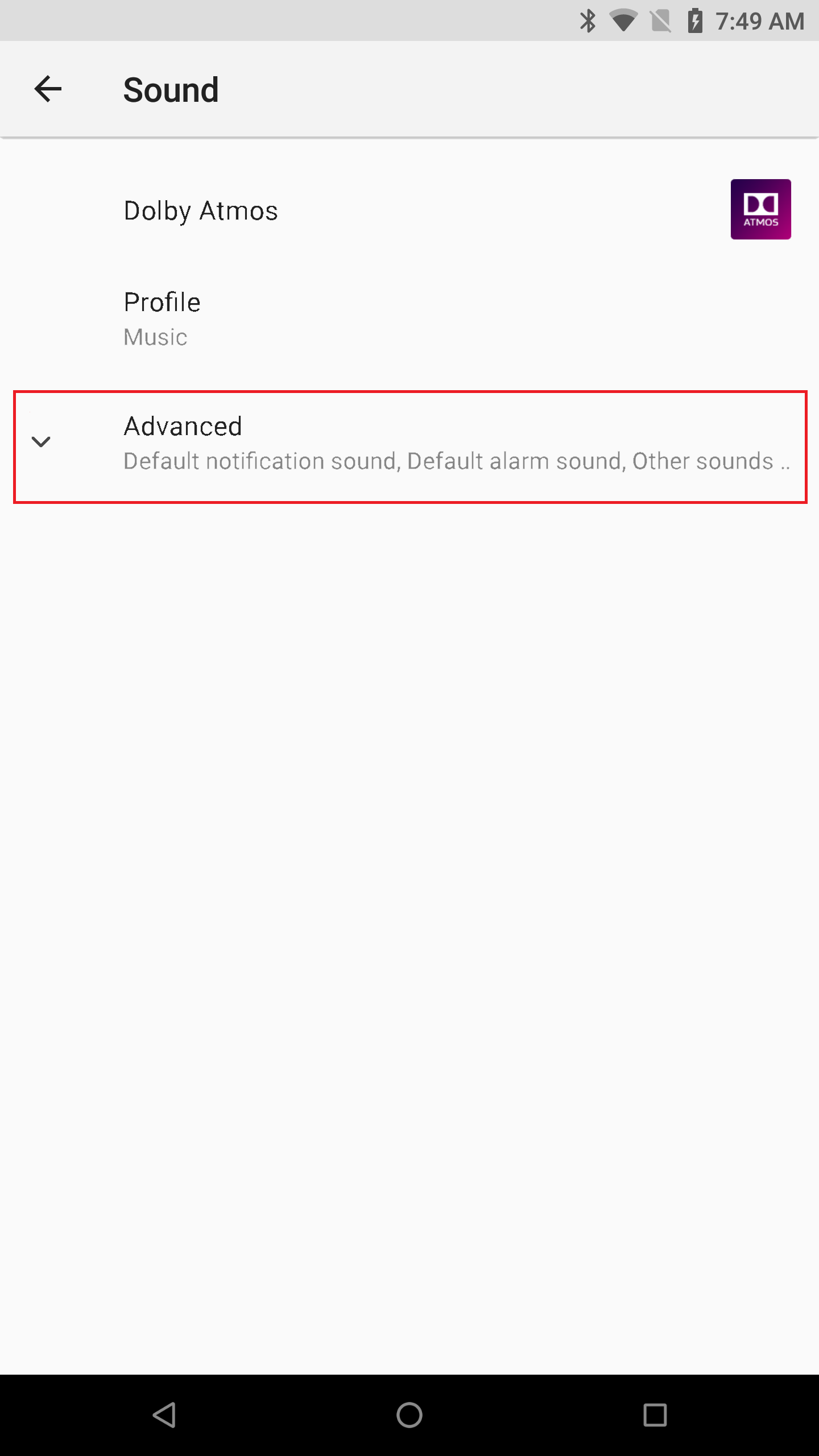 Tap Advanced under Sound