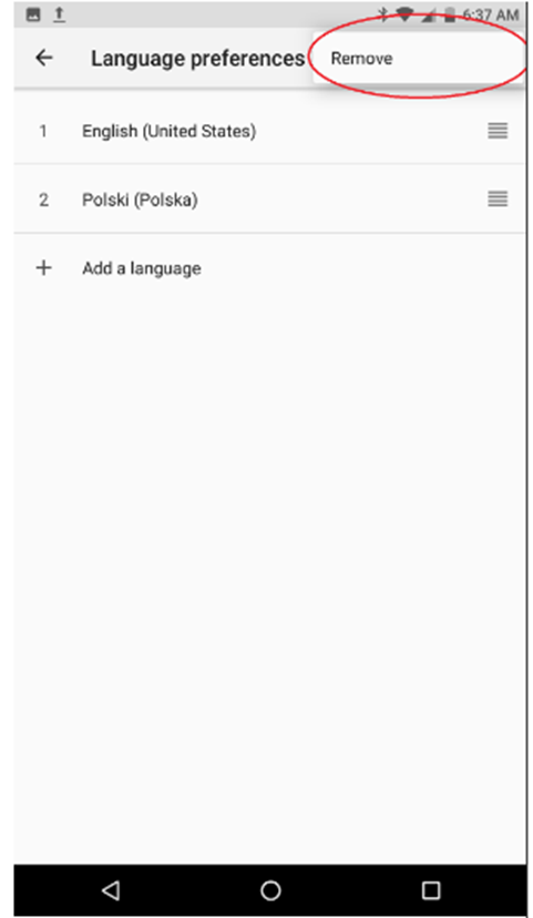 Remove any enabled language