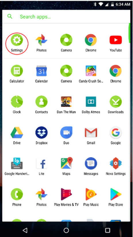 Tap Settings on the Razer Phone menu