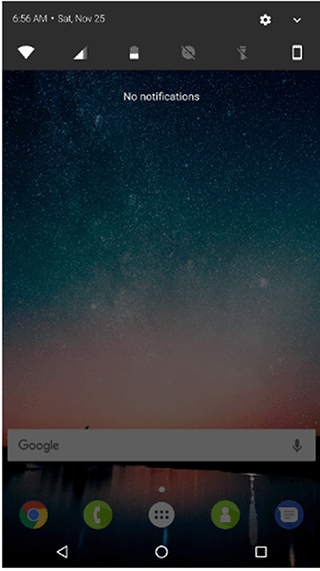 Shot of the Quick settings window on the Razer Phone Home screen