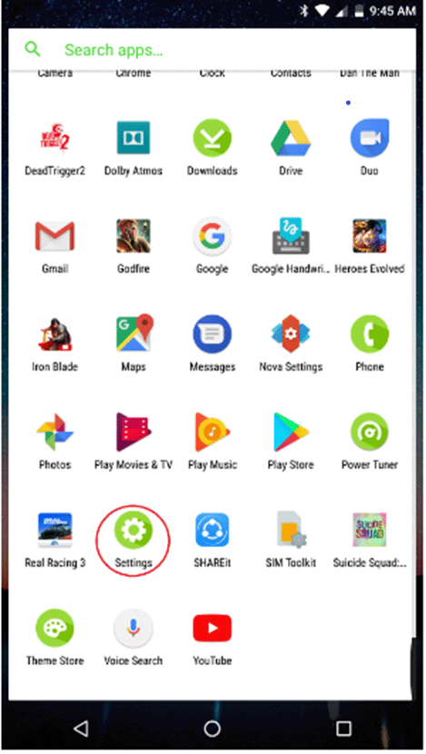 Razer Phone Settings app