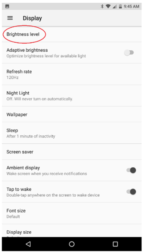 Razer Phone brightness level
