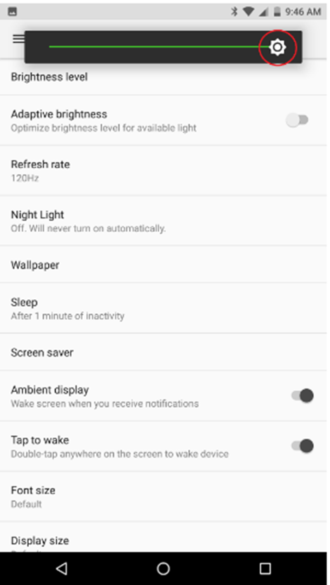 Razer Phone brightness setting