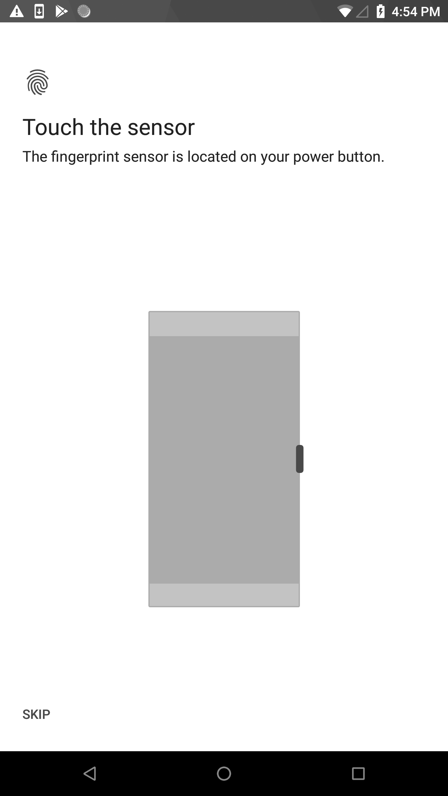 Shot of the sensor setup page on the Razer Phone