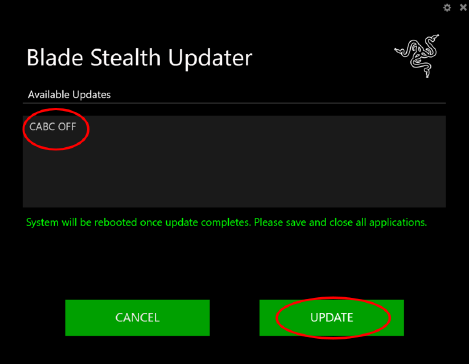 CABC OFF click Update