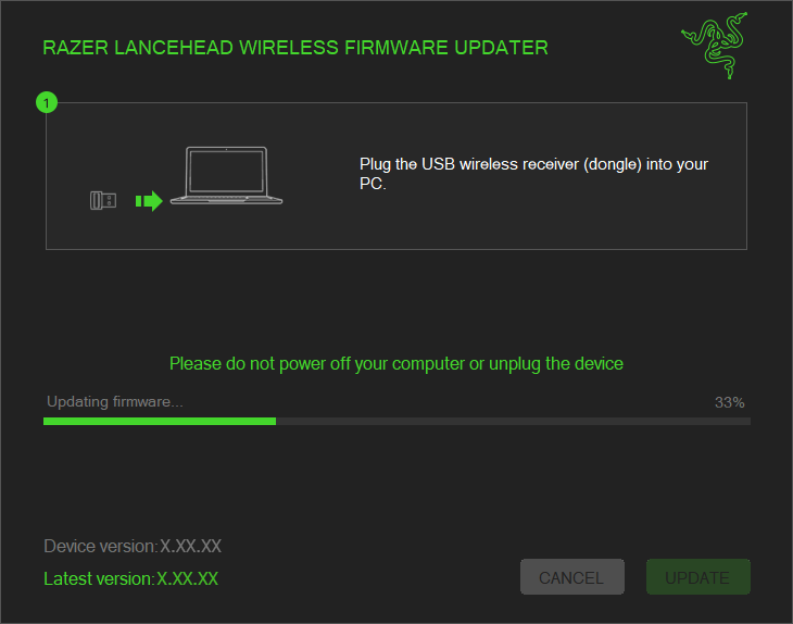 Firmware updater with progress bar