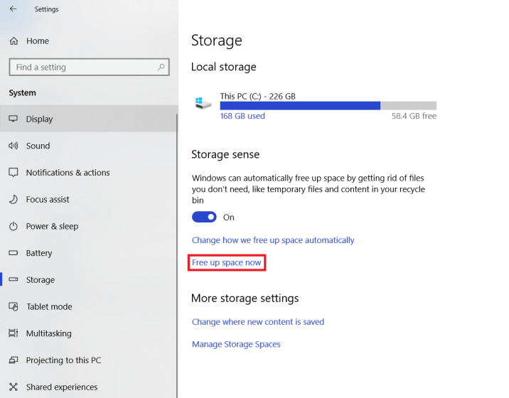 Free up storage space