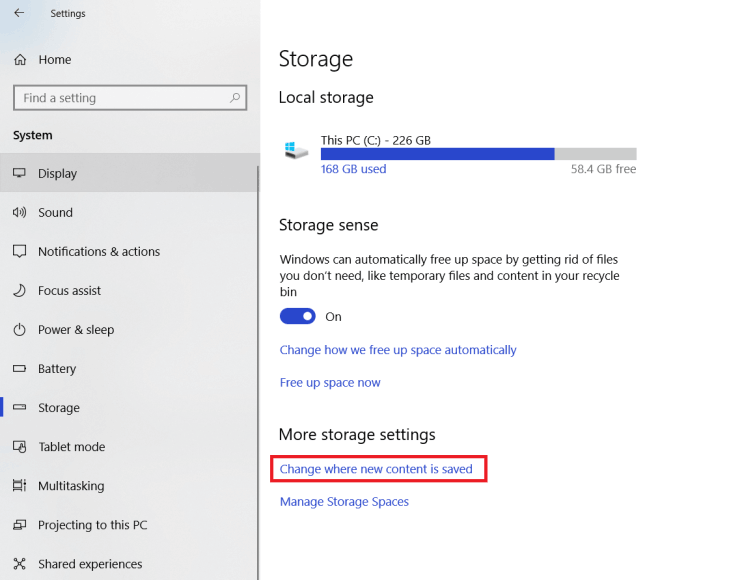 change where new content is saved