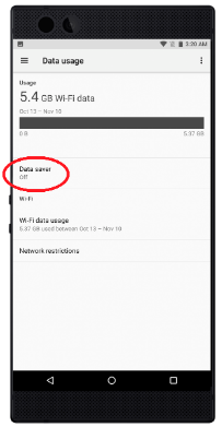 Data Usage page highlighting the Data saver option