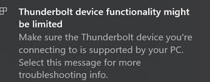 Thunderbolt device functionality might be limited
