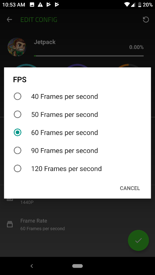 Select the “60 Frames per second” option