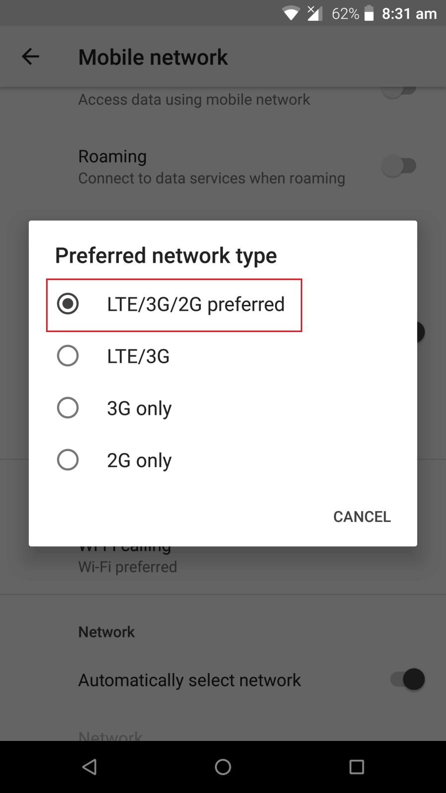 Razer Phone Verizon encounters a "NO SIM CARD" error