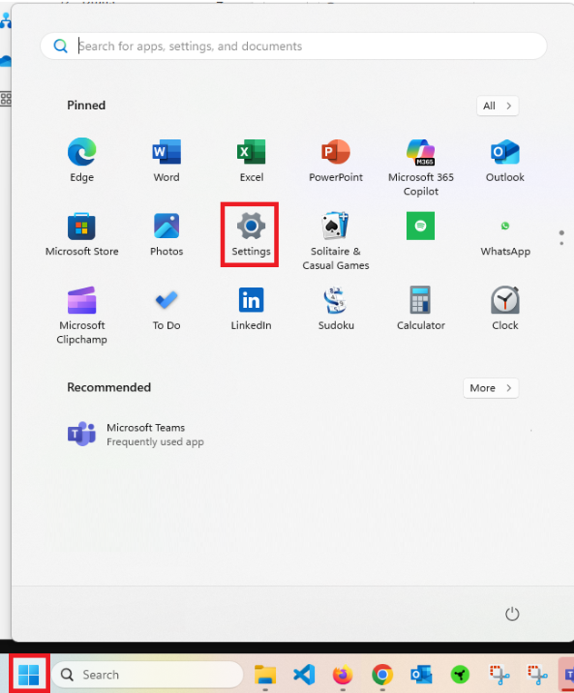 Windows Settings page
