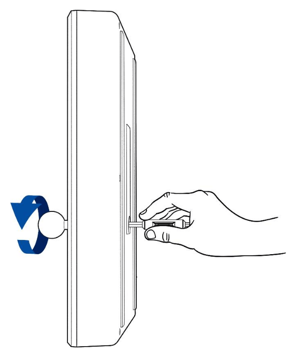 Illustration showing the screw being reattached to refasten the ball top grip