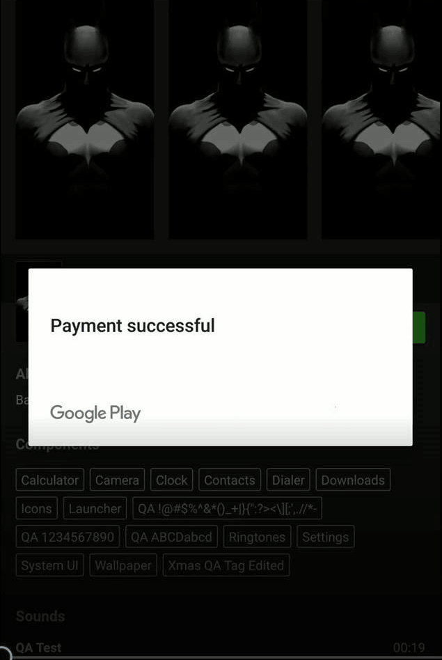 Payment confirmation message