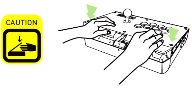 Illustration showing the lid of the compartment being pushed down
