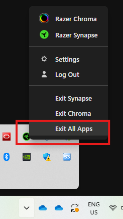 Exit Synapse option 