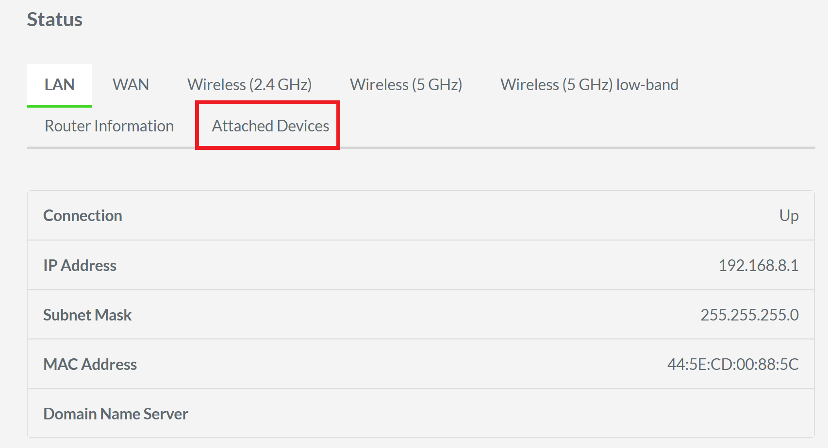 Attached Devices subtab