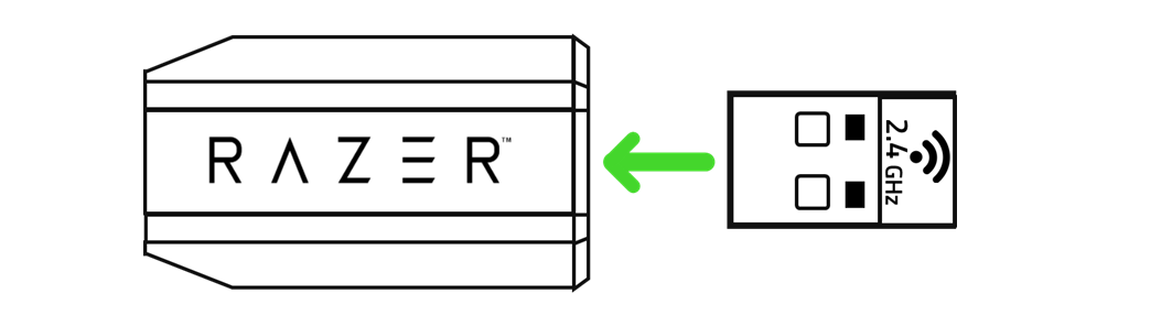 Illustration showing the USB dongle connecting to the adapter