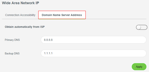 Enter the Primary and Backup DNS IP addresses