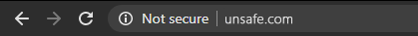 "Not secure" warning message on Google Chrome's address bar