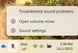 Select Troubleshoot sound problems from the menu