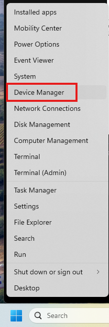 Select Device Manager from the menu