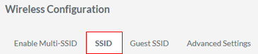 SSID tab under Wireless Configuration on the Razer Sila UI