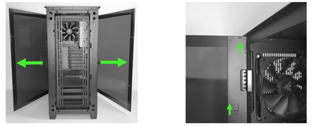 Open both glass doors and lift to remove them