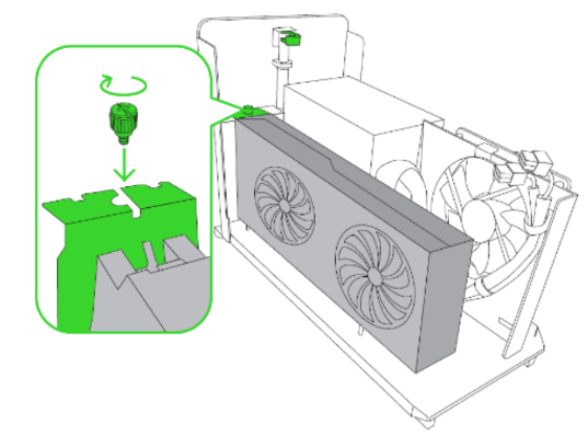 Razer Core compartment with a GPU inserted diagram