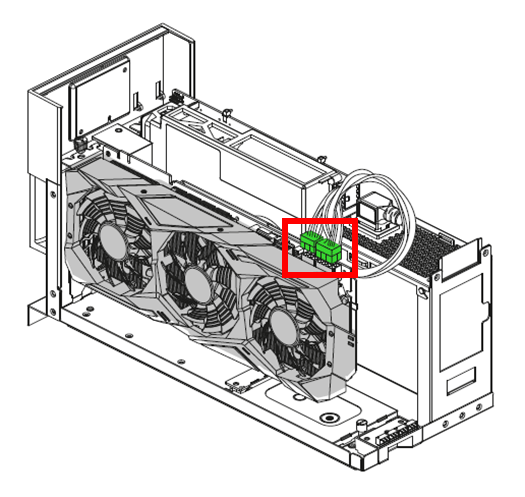 Shows the location of the power connectors