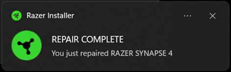 Razer installer pop-up message