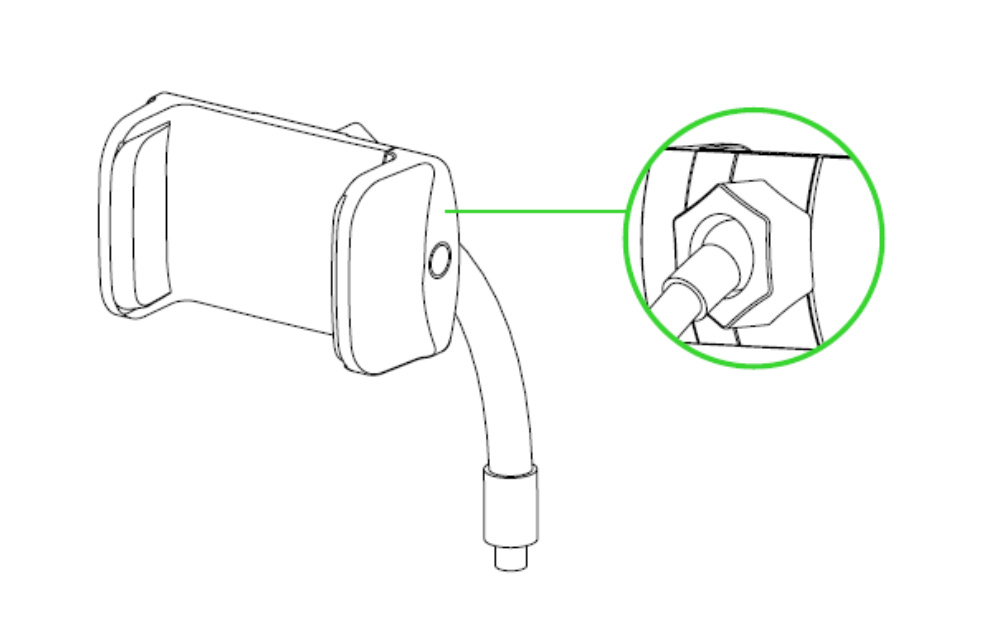 Illustration of the phone mount of the Razer Ring Light 