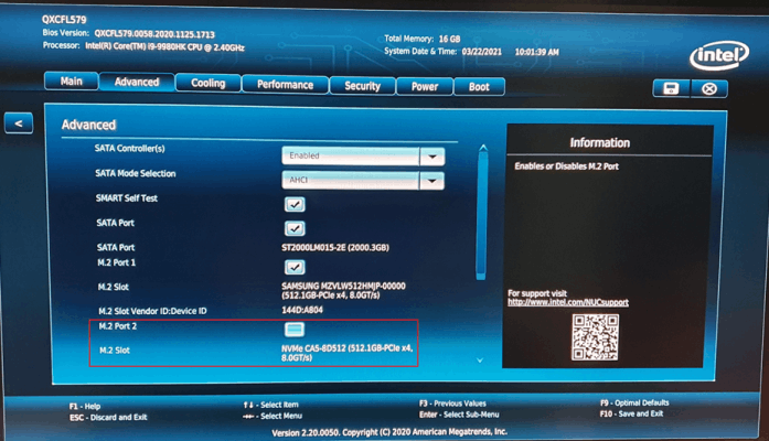 Untick one of the M.2 port