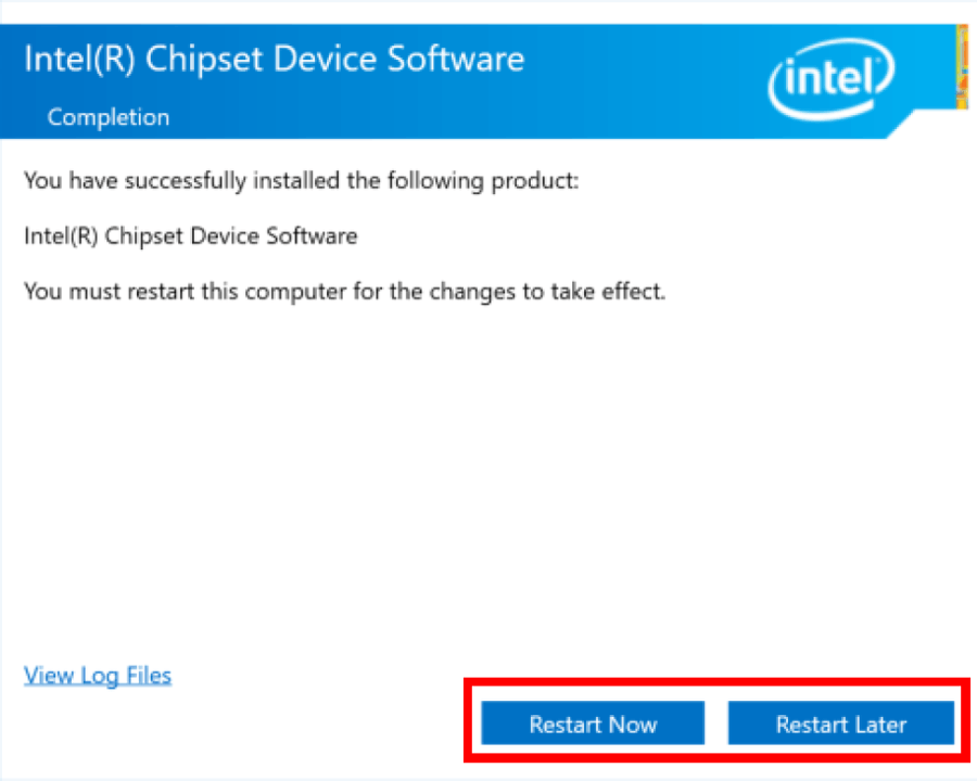 Click "Restart Now" or "Restart Later"