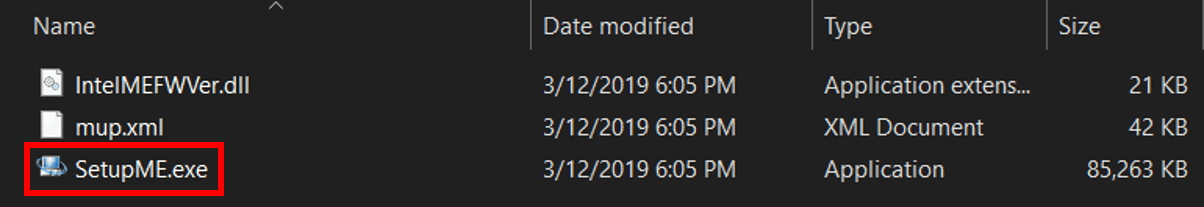Shot of the setupME.exe file downloaded to the folder