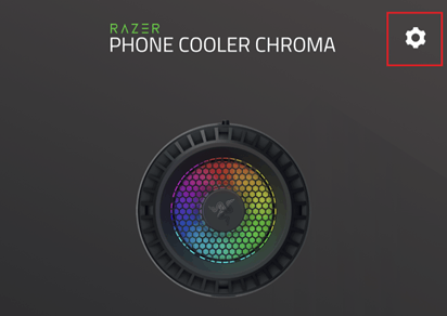 Settings icon on the top-right of the Phone Cooler Chroma app