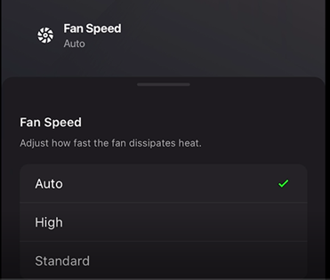 Checked Auto option on the Phone Cooler Chroma app